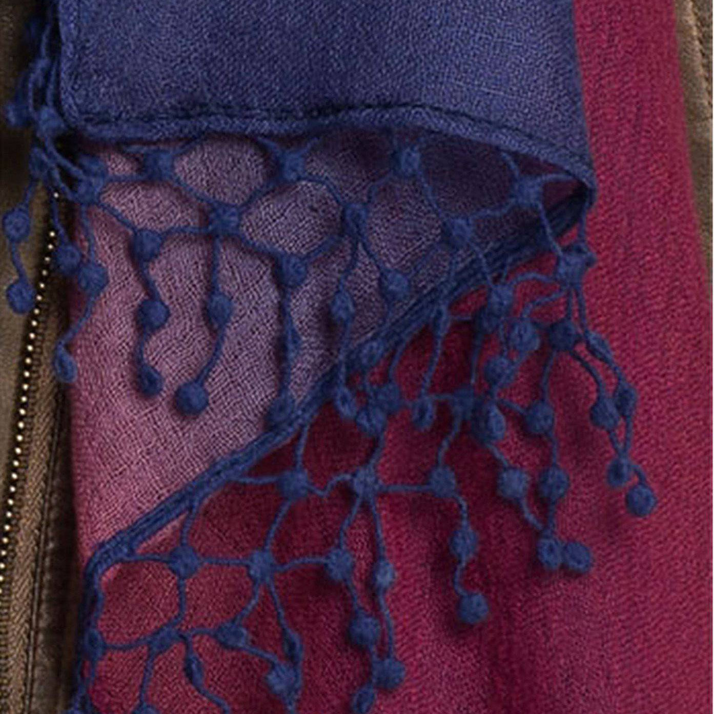 Ombre Fringe Scarf - Deep Blue/Plum - Scarf - La Fiorentina TYMSP0123