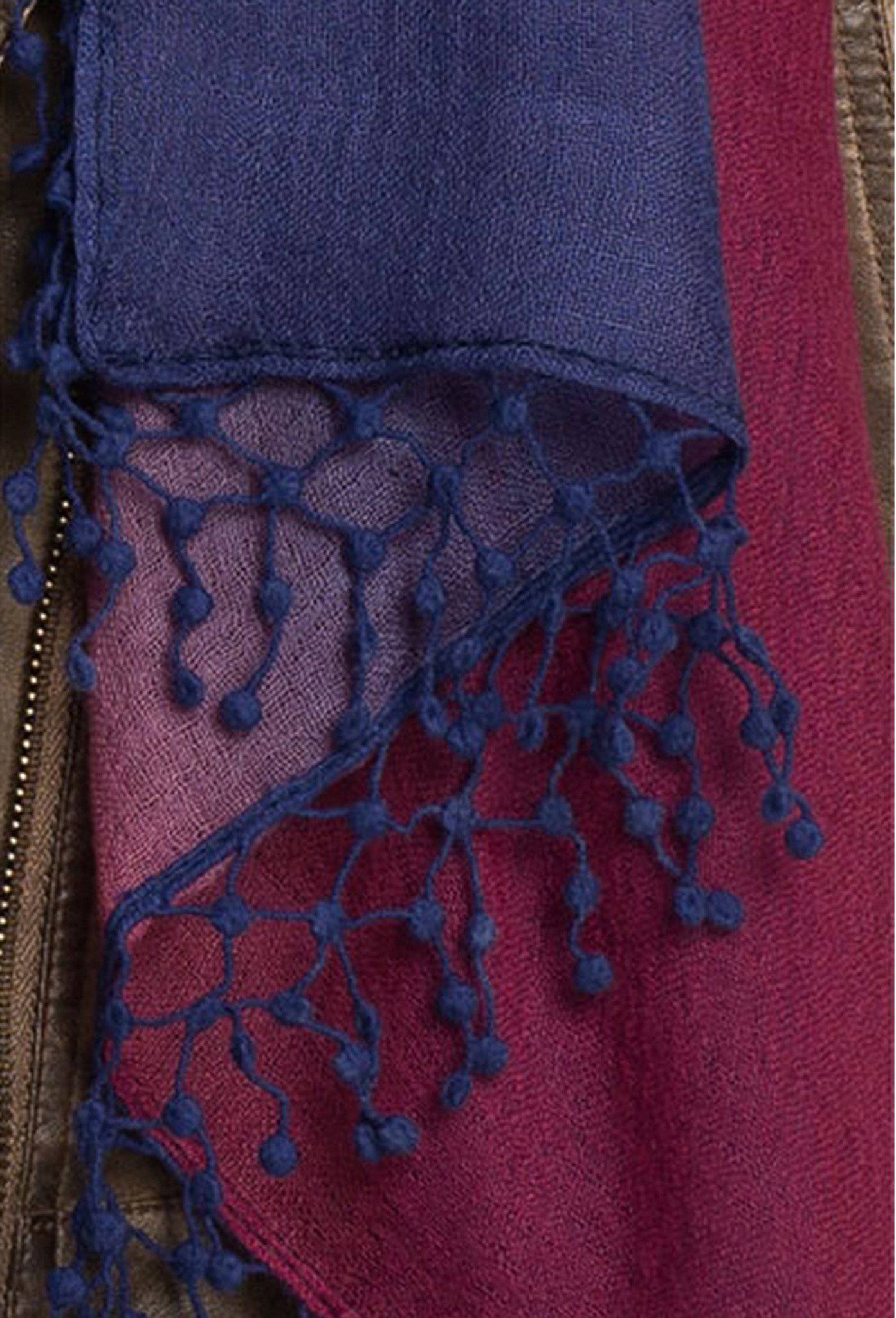 Ombre Fringe Scarf - Deep Blue/Plum - Scarf - La Fiorentina TYMSP0123