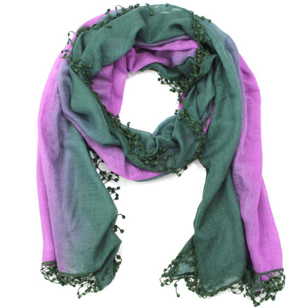 Ombre Fringe Scarf - Green/Pink - Scarf - La Fiorentina TYMSP0123