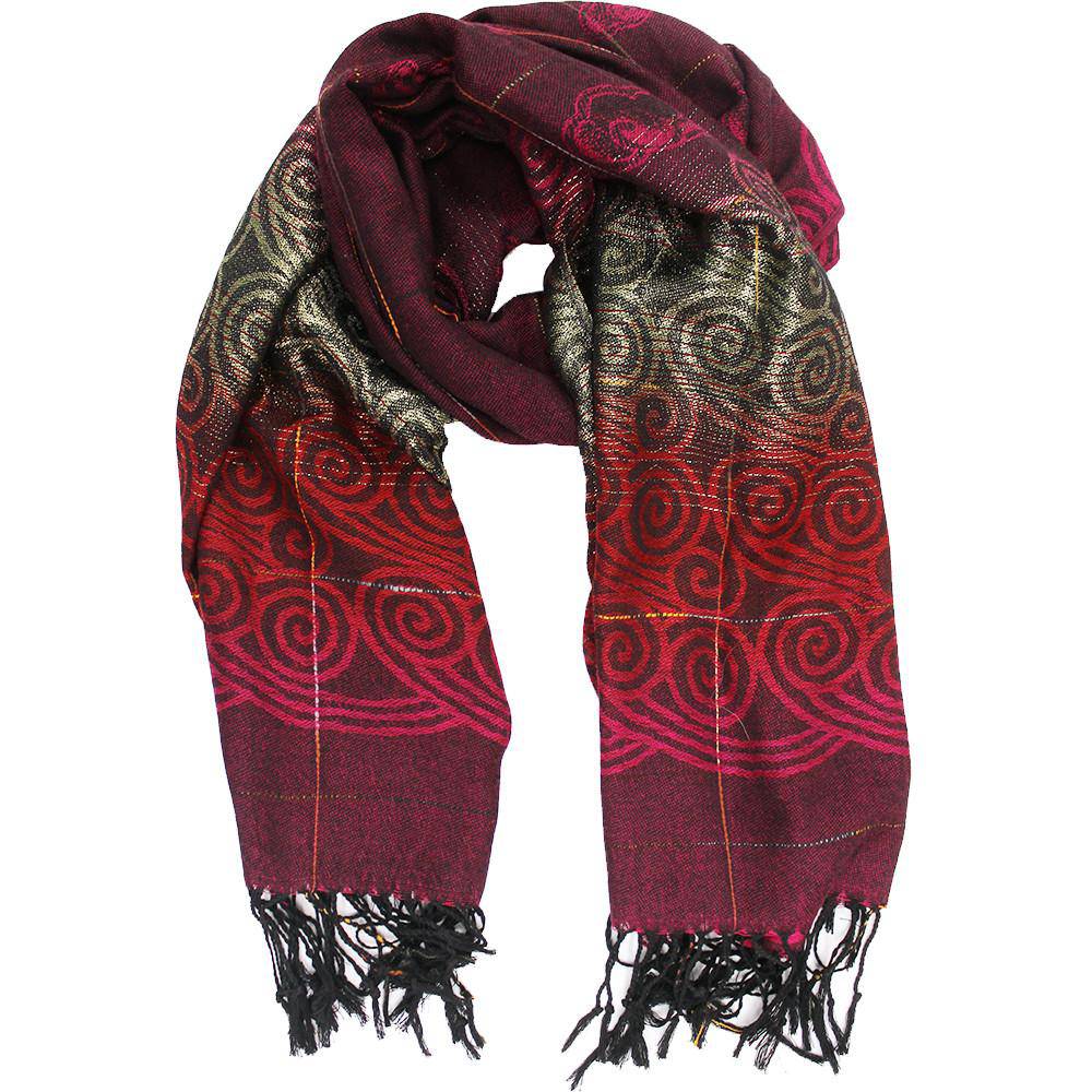 Ombre Jacquard Swirl Print Scarf-Maroon - Scarf - La Fiorentina GAAS91918_Maroon