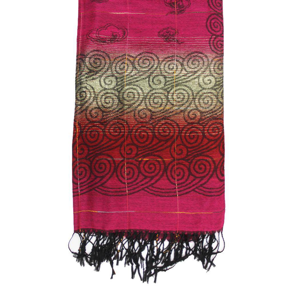 Ombre Jacquard Swirl Print Scarf-Maroon - Scarf - La Fiorentina GAAS91918_Maroon