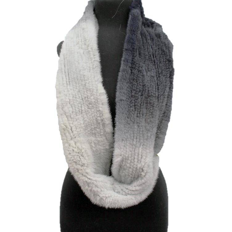 Ombre Mink Infinity Scarf - Black/Grey Ombre - Scarf - La Fiorentina MW-19A