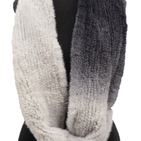 Ombre Mink Infinity Scarf - Black/Grey Ombre - Scarf - La Fiorentina MW-19A