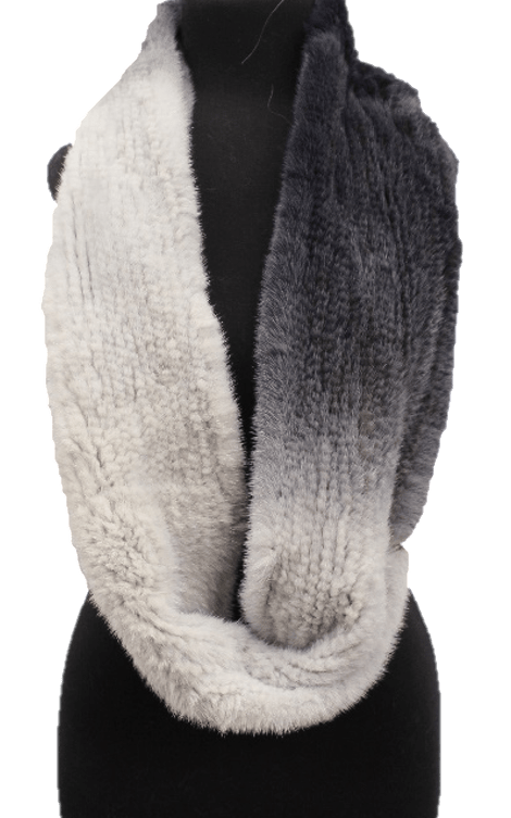 Ombre Mink Infinity Scarf - Black/Grey Ombre - Scarf - La Fiorentina MW-19A