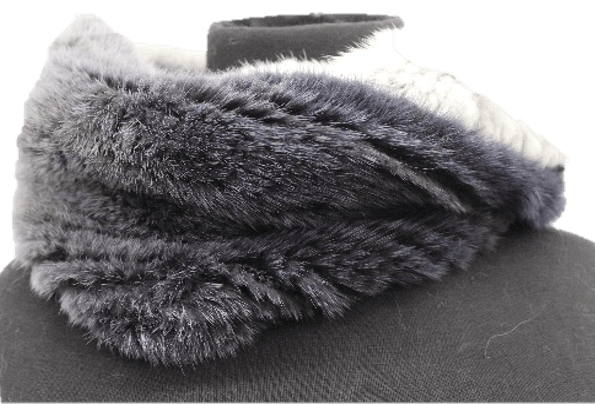 Ombre Mink Infinity Scarf - Black/Grey Ombre - Scarf - La Fiorentina MW-19A