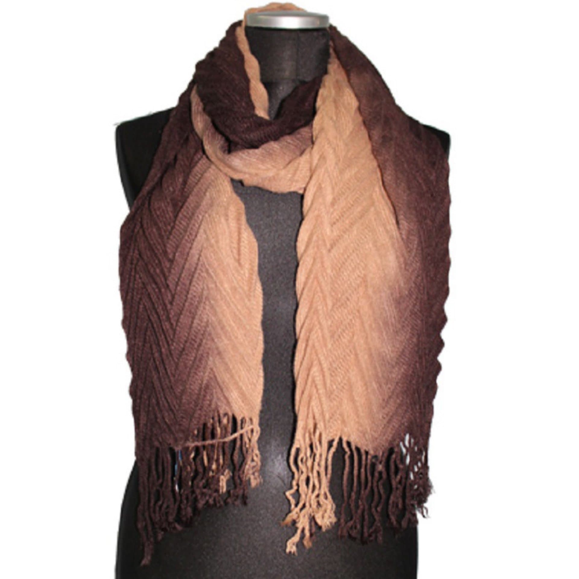 Ombre Pleated Muffler-Brown/Camel - Muffler - La Fiorentina CNL55-F12