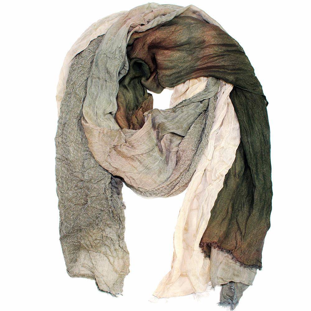 Brown and retail Green Rayon Scarf