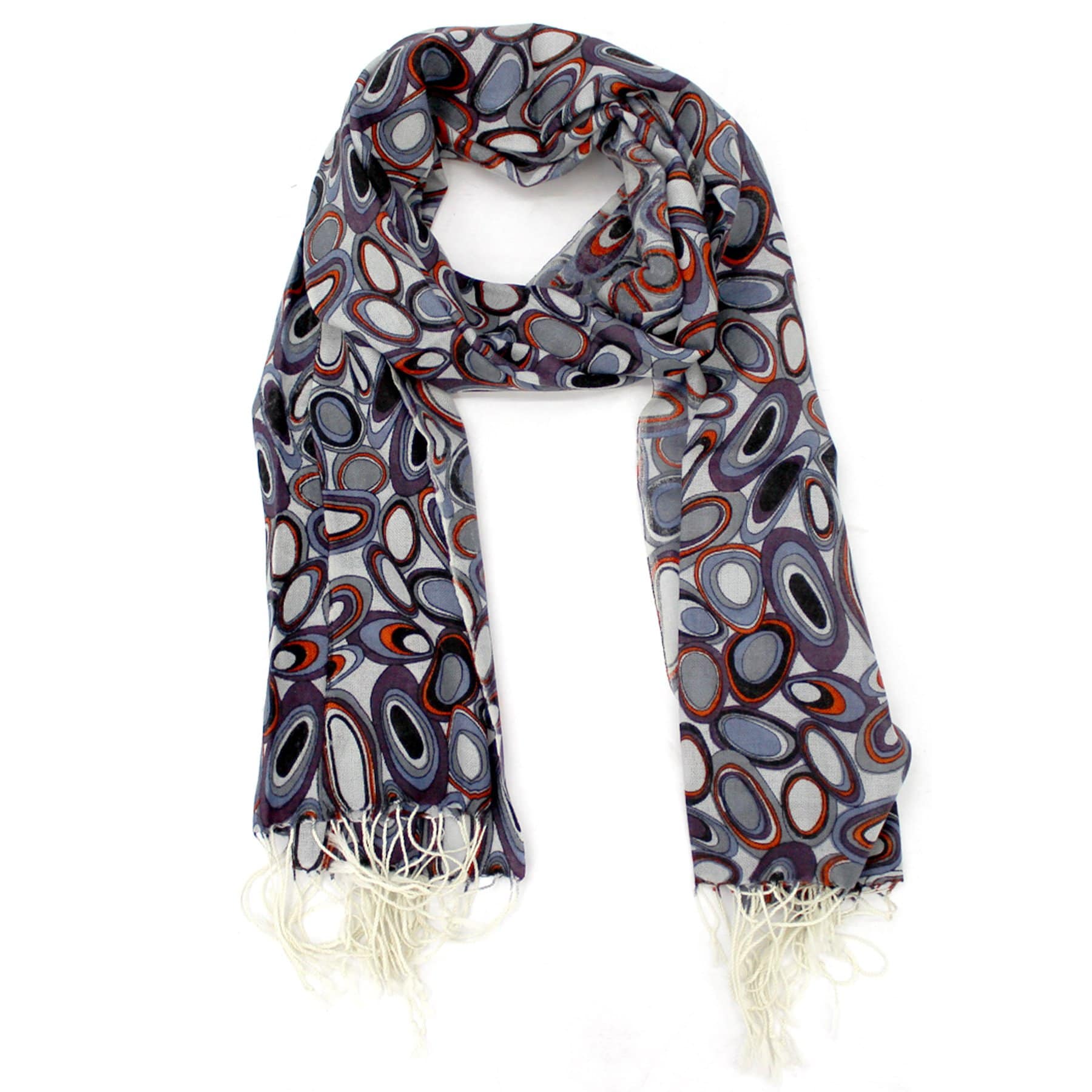 Oval Print Wool Scarf - Black Multicolor - Scarf - La Fiorentina Cobble Stone