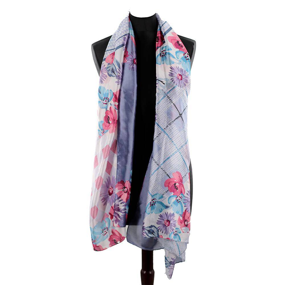 Oversized Floral Printed Scarf - Blue - Scarf - La Fiorentina LDH01