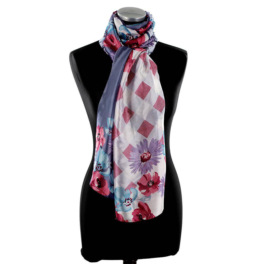 Oversized Floral Printed Scarf - Blue - Scarf - La Fiorentina LDH01
