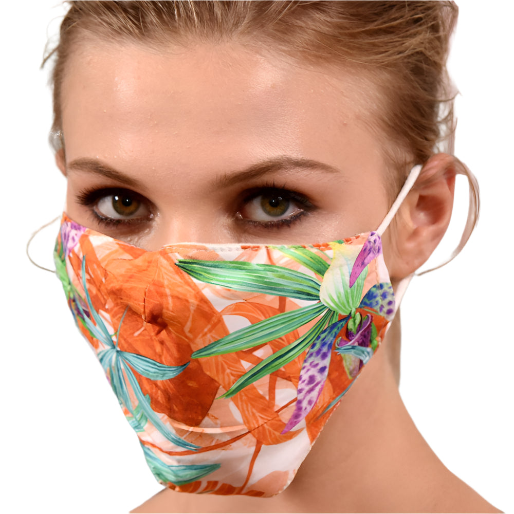 Oversized Multi Abstract Floral Print Face Mask - face-mask - La Fiorentina MASK#21