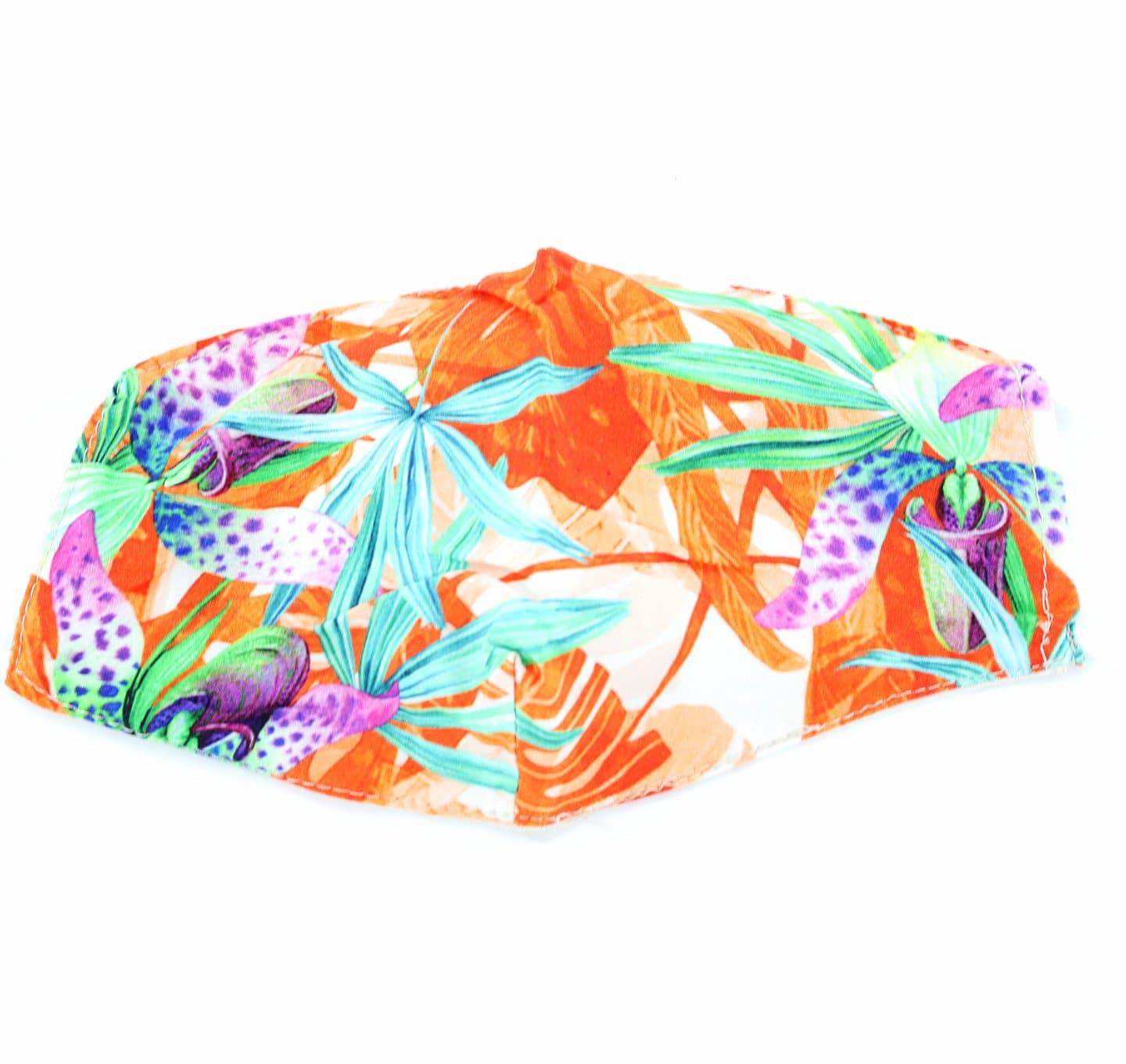 Oversized Multi Abstract Floral Print Face Mask - face-mask - La Fiorentina MASK#21