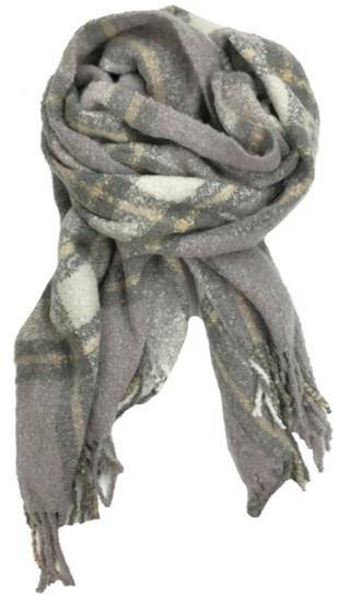 Oversized Plush Plaid Blanket Wrap - Grey - Scarf - La Fiorentina DP08024