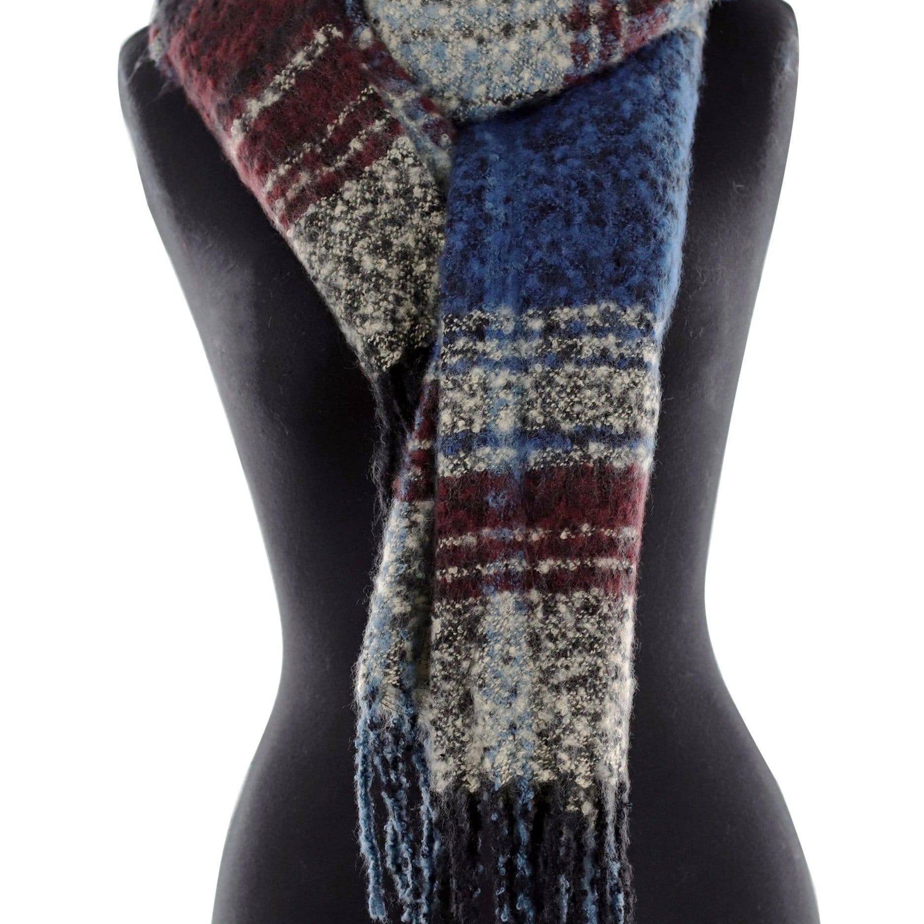 Oversized Plush Plaid Blanket Wrap - Sapphire Combo - Scarf - La Fiorentina DP08088