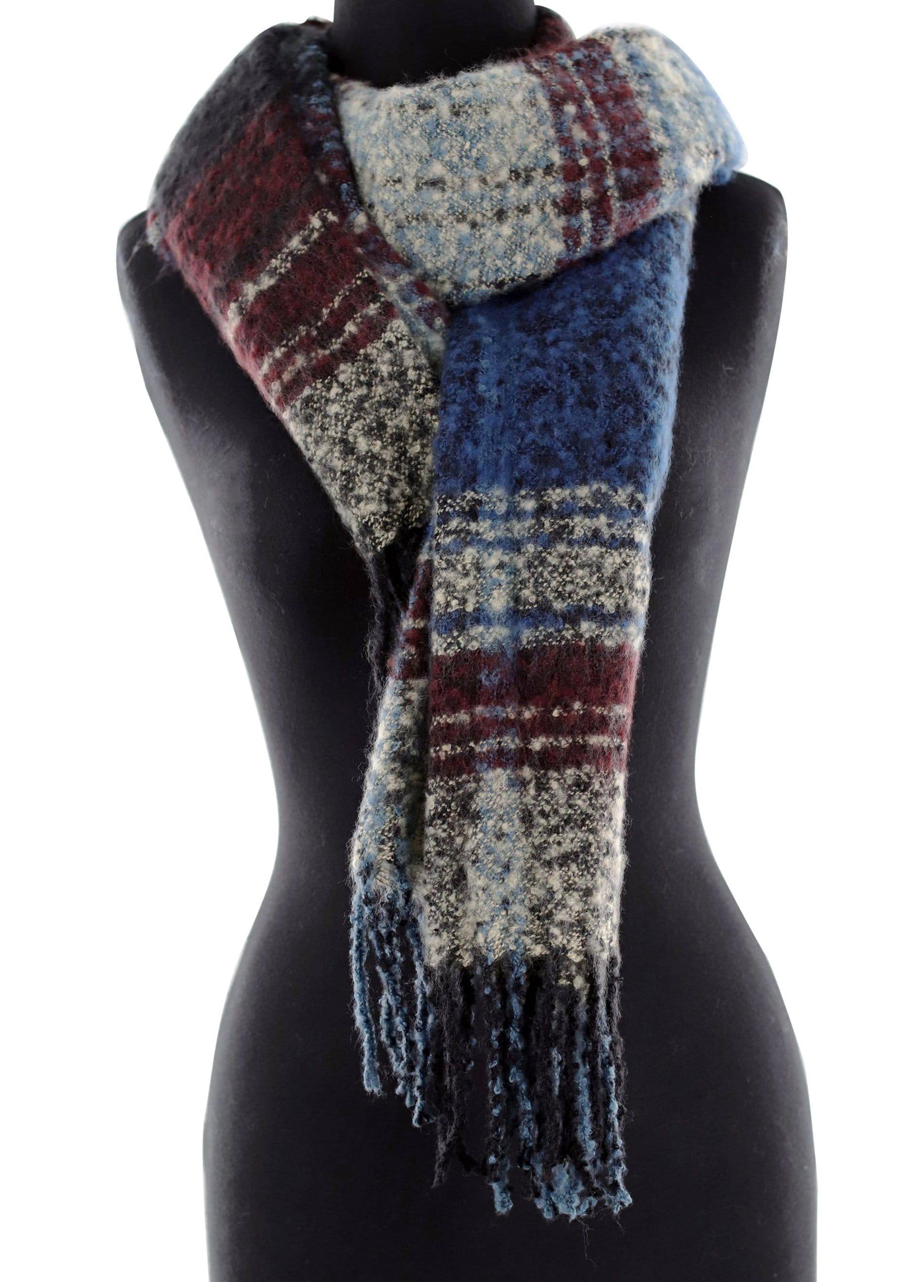 Oversized Plush Plaid Blanket Wrap - Sapphire Combo - Scarf - La Fiorentina DP08088