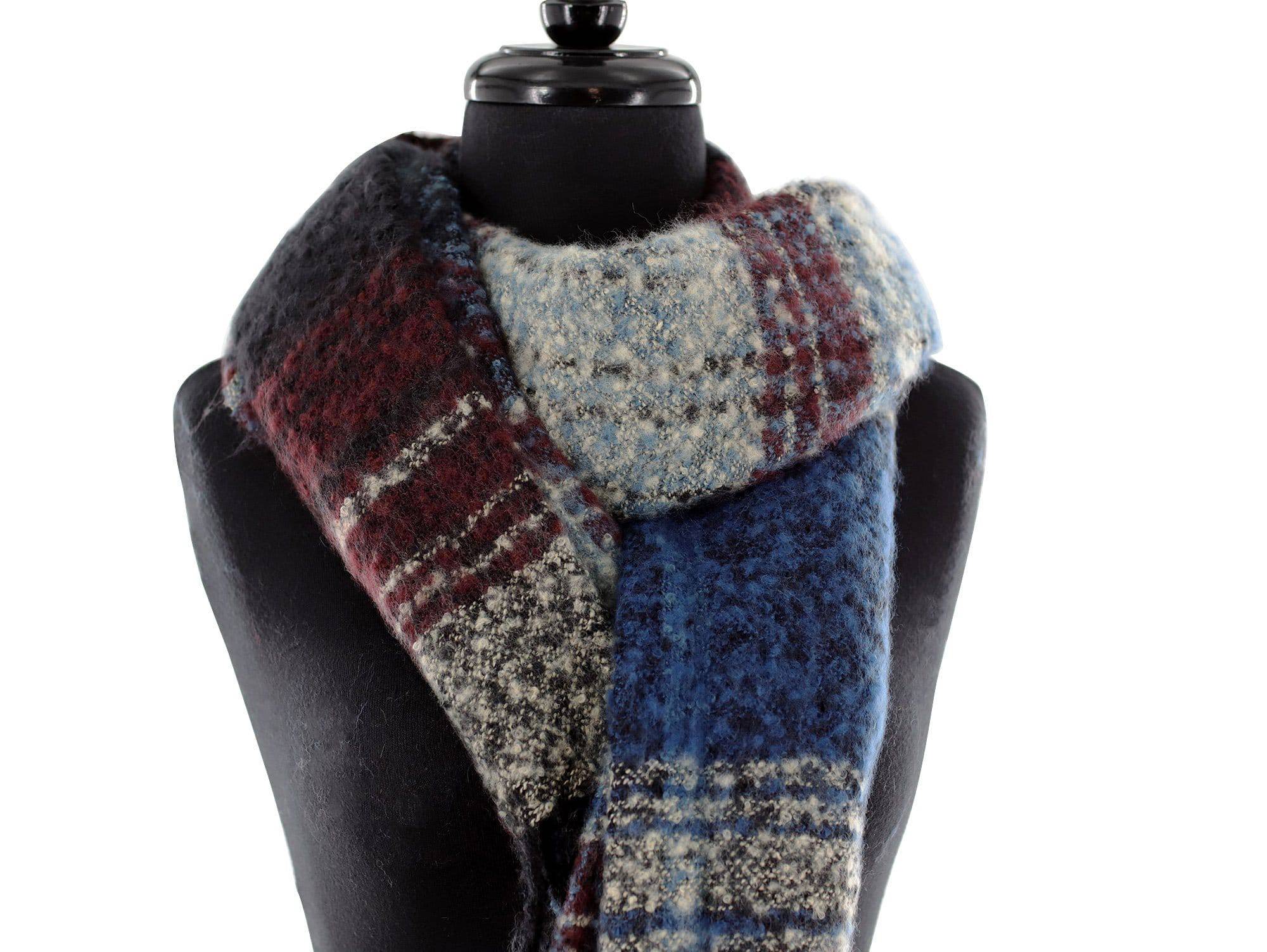 Oversized Plush Plaid Blanket Wrap - Sapphire Combo - Scarf - La Fiorentina DP08088