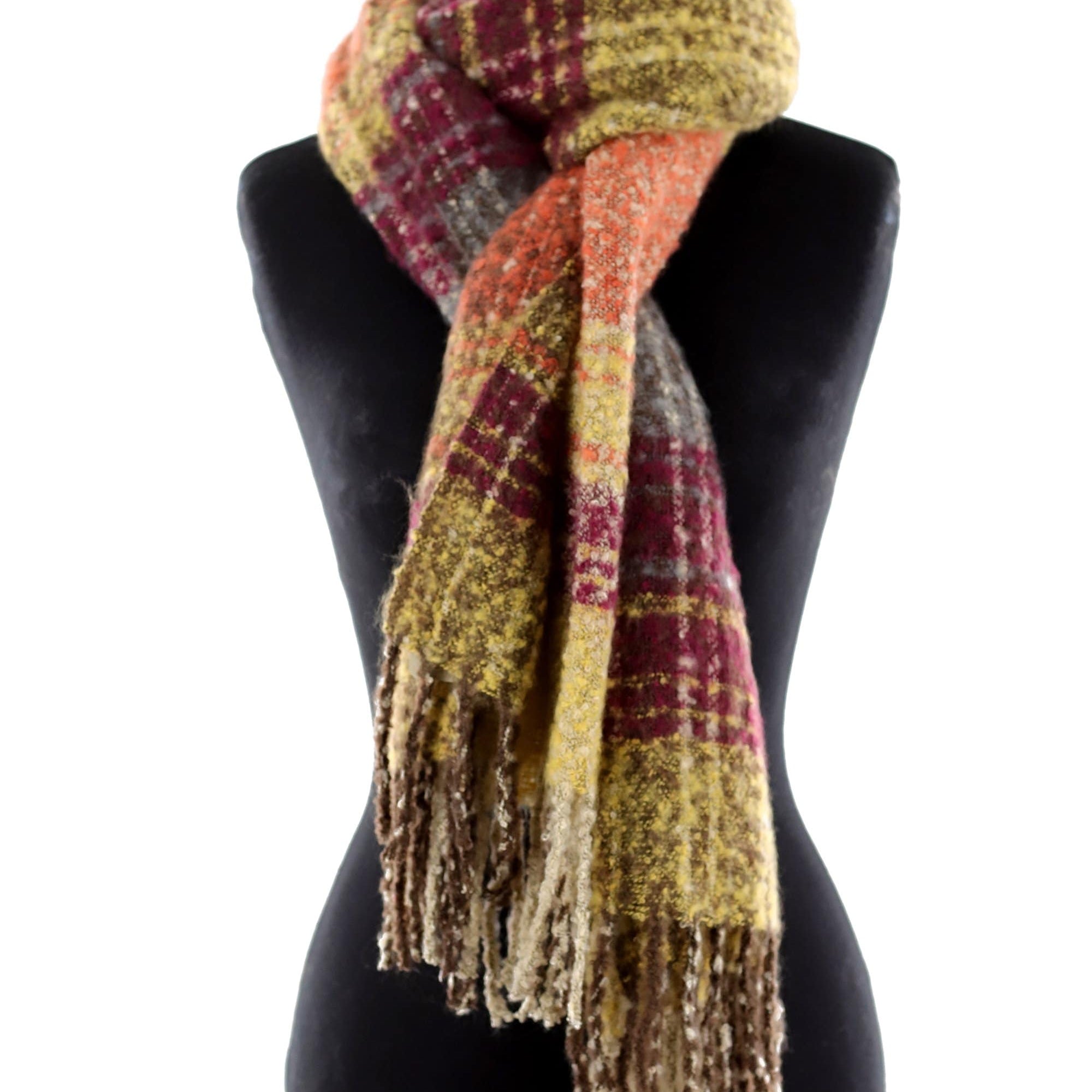 Oversized Plush Plaid Blanket Wrap - Yellow Combo - Scarf - La Fiorentina DP08088