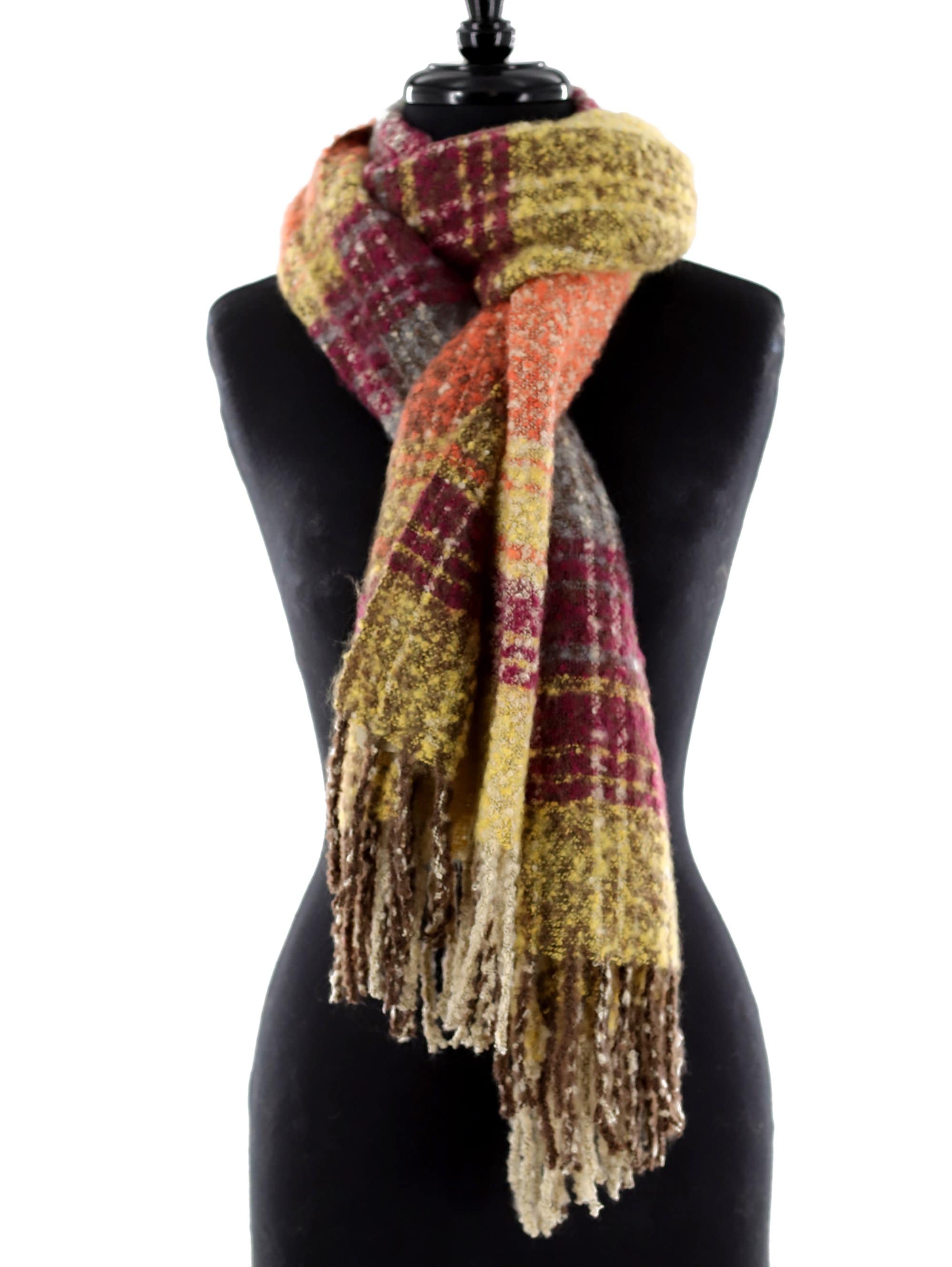 Oversized Plush Plaid Blanket Wrap - Yellow Combo - Scarf - La Fiorentina DP08088