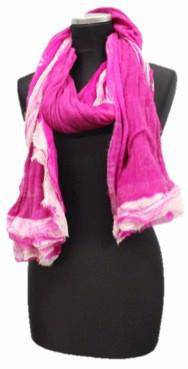 Oversized Scarf with Double Trim around Border - Fuchsia - Scarf - La Fiorentina 13S-15