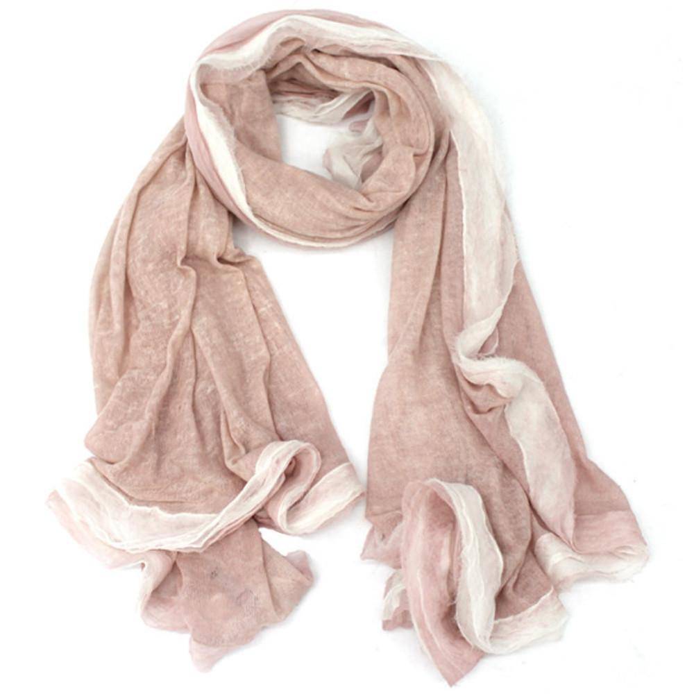 Oversized Scarf with Double Trim around Border - Pink - Scarf - La Fiorentina 13S-15