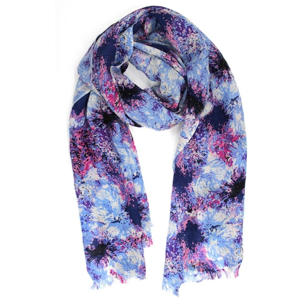 Paint Print Wool Scarf - Blue - Scarf - La Fiorentina FIREB0451