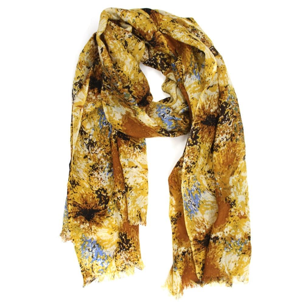 Paint Print Wool Scarf - Gold - Scarf - La Fiorentina FIREB0451