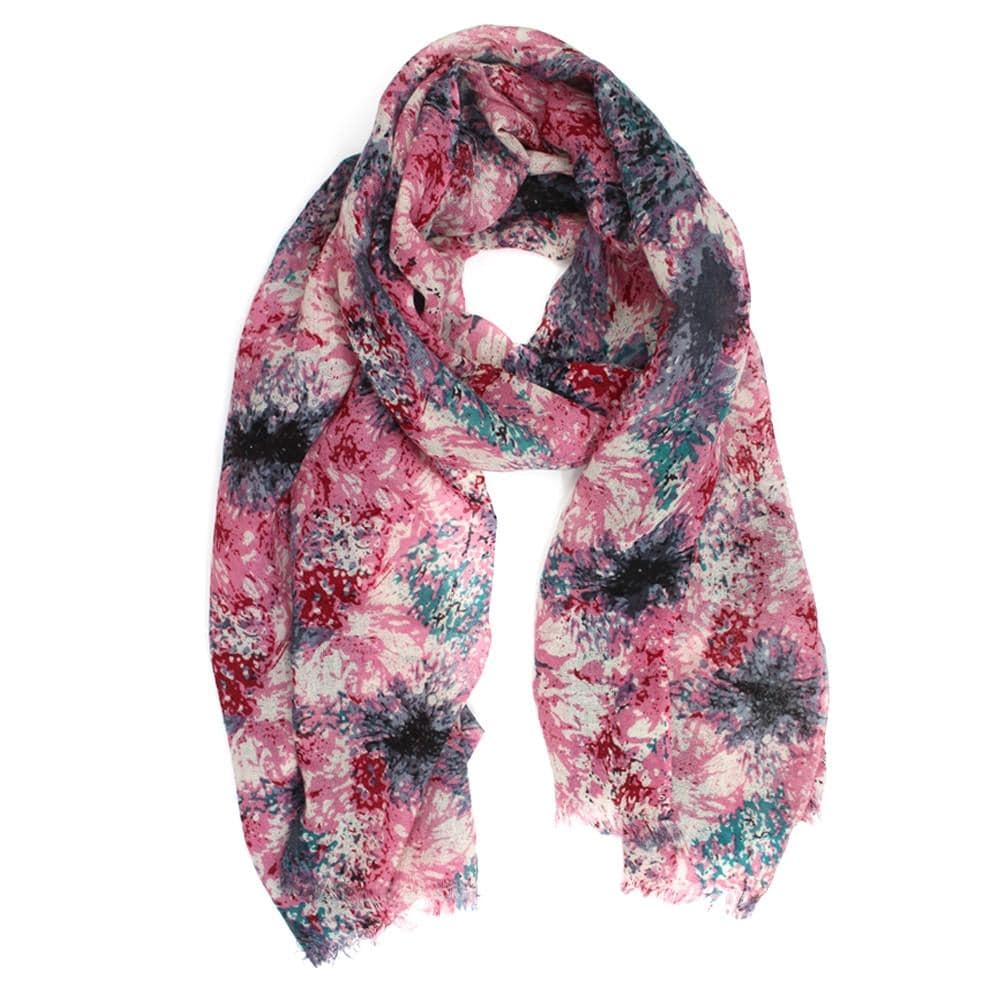 Paint Print Wool Scarf - Pink - Scarf - La Fiorentina FIREB0451