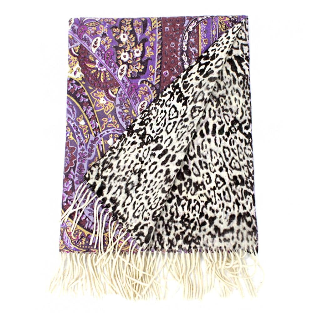 Paisley/Animal Print Reversible Wool Wrap - Wrap - La Fiorentina DZ101112
