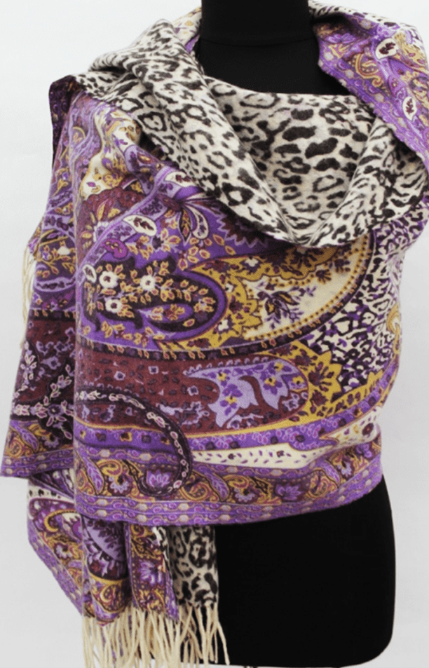 Paisley/Animal Print Reversible Wool Wrap - Wrap - La Fiorentina DZ101112