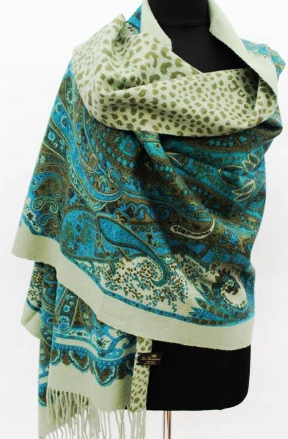 Paisley Animal Print Reversible Wrap - Wrap - La Fiorentina WRP-08_GreenBlue