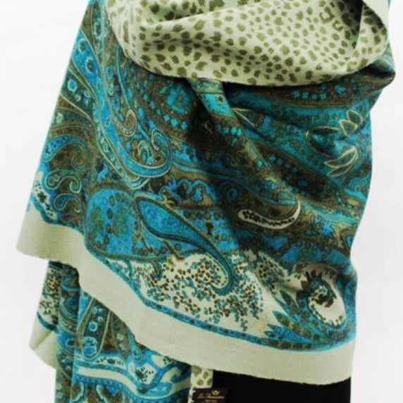 Paisley Animal Print Reversible Wrap - Wrap - La Fiorentina WRP-08_GreenBlue