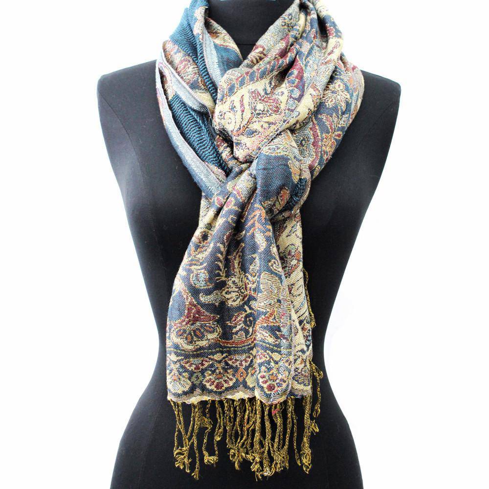 Paisley Jacquard Print Scarf - Blue - Scarf - La Fiorentina PAIS2010_Blue