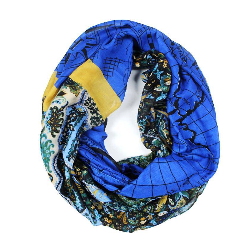 Paisley Map Infinity Scarf - Blue - Infinity Scarf - La Fiorentina 81665/MA