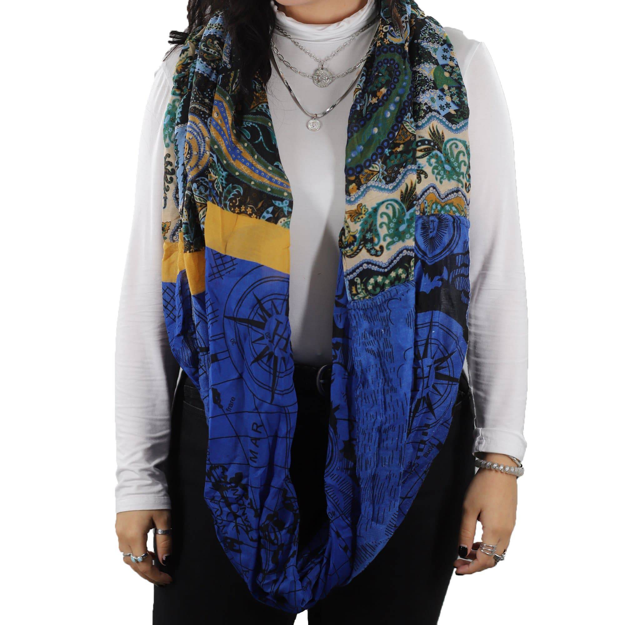 Paisley Map Infinity Scarf - Blue - Infinity Scarf - La Fiorentina 81665/MA