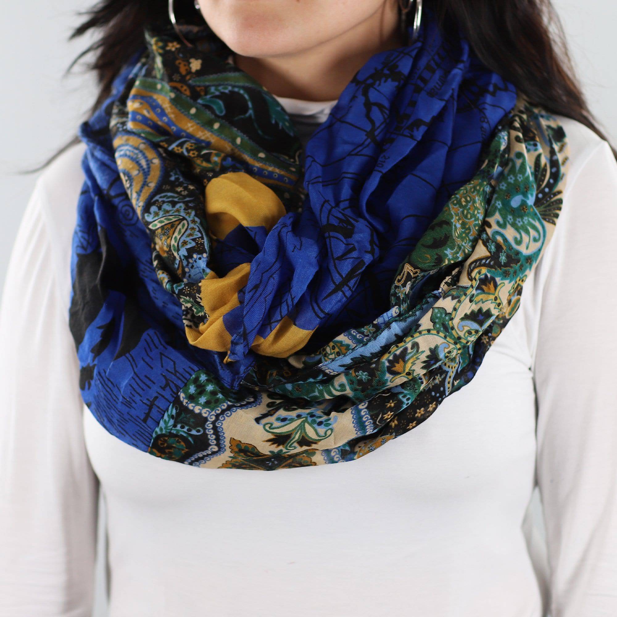 Paisley Map Infinity Scarf - Blue - Infinity Scarf - La Fiorentina 81665/MA