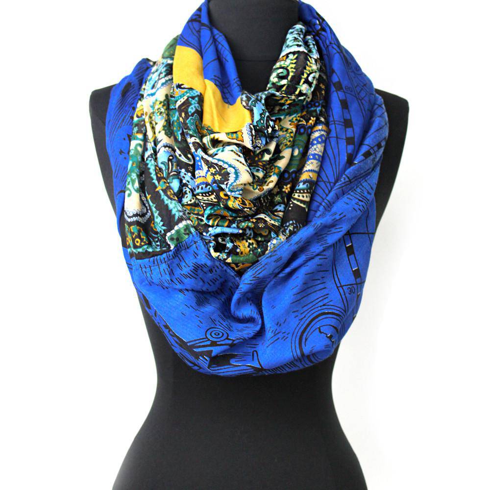 Paisley Map Infinity Scarf - Blue - Infinity Scarf - La Fiorentina 81665/MA