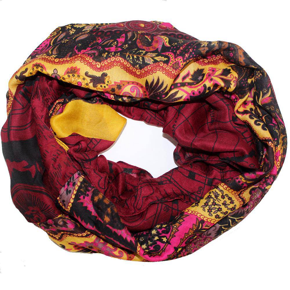 Paisley Map Infinity Scarf - Red - Infinity Scarf - La Fiorentina 81665/MA