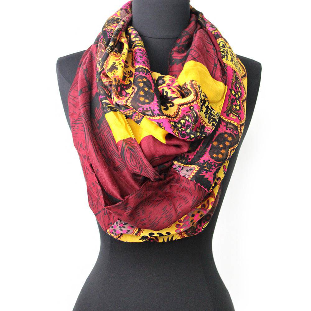 Paisley Map Infinity Scarf - Red - Infinity Scarf - La Fiorentina 81665/MA