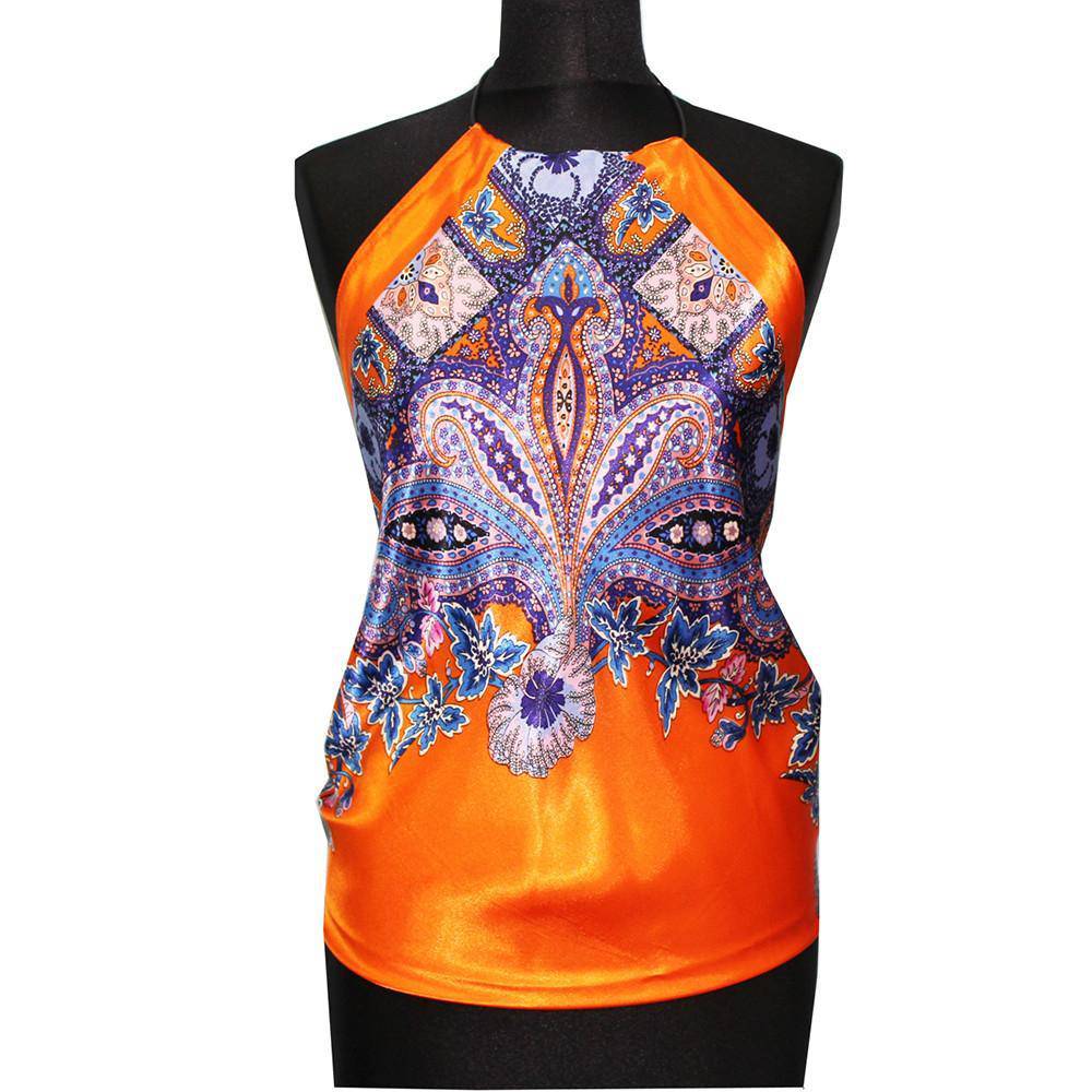 Patterned halter Top Scarf - Halter Top - La Fiorentina,Orange PS-1202