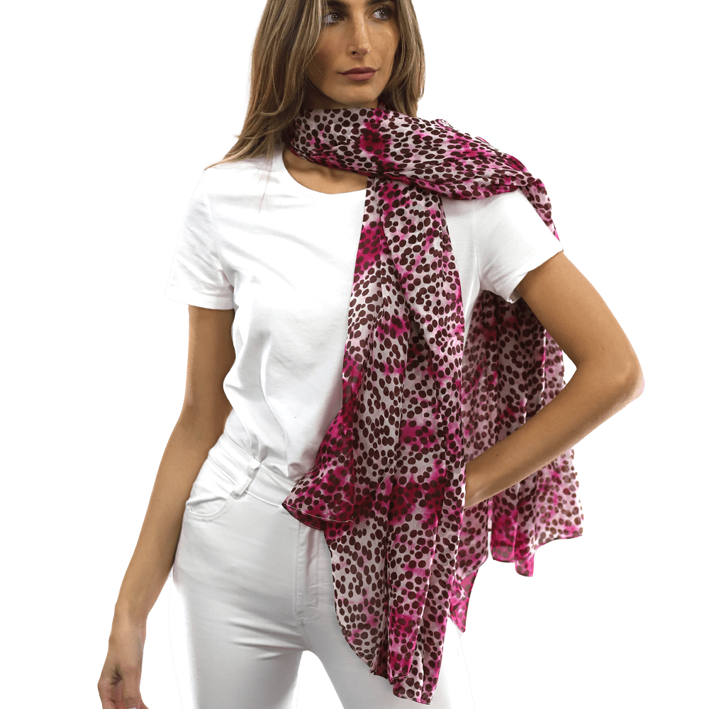 Pink Dot & Watercolor Silk Scarf - Silk Scarf - La Fiorentina EF-2590_pink