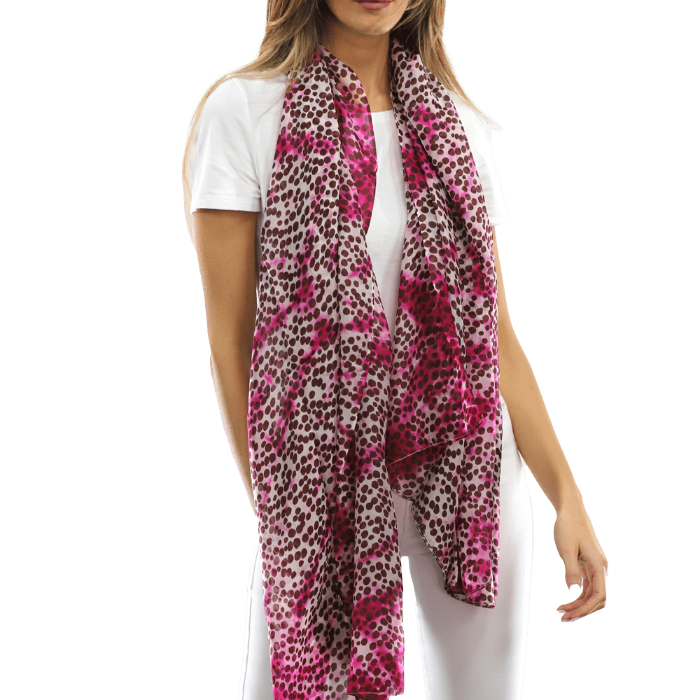 Pink Dot & Watercolor Silk Scarf - Silk Scarf - La Fiorentina EF-2590_pink