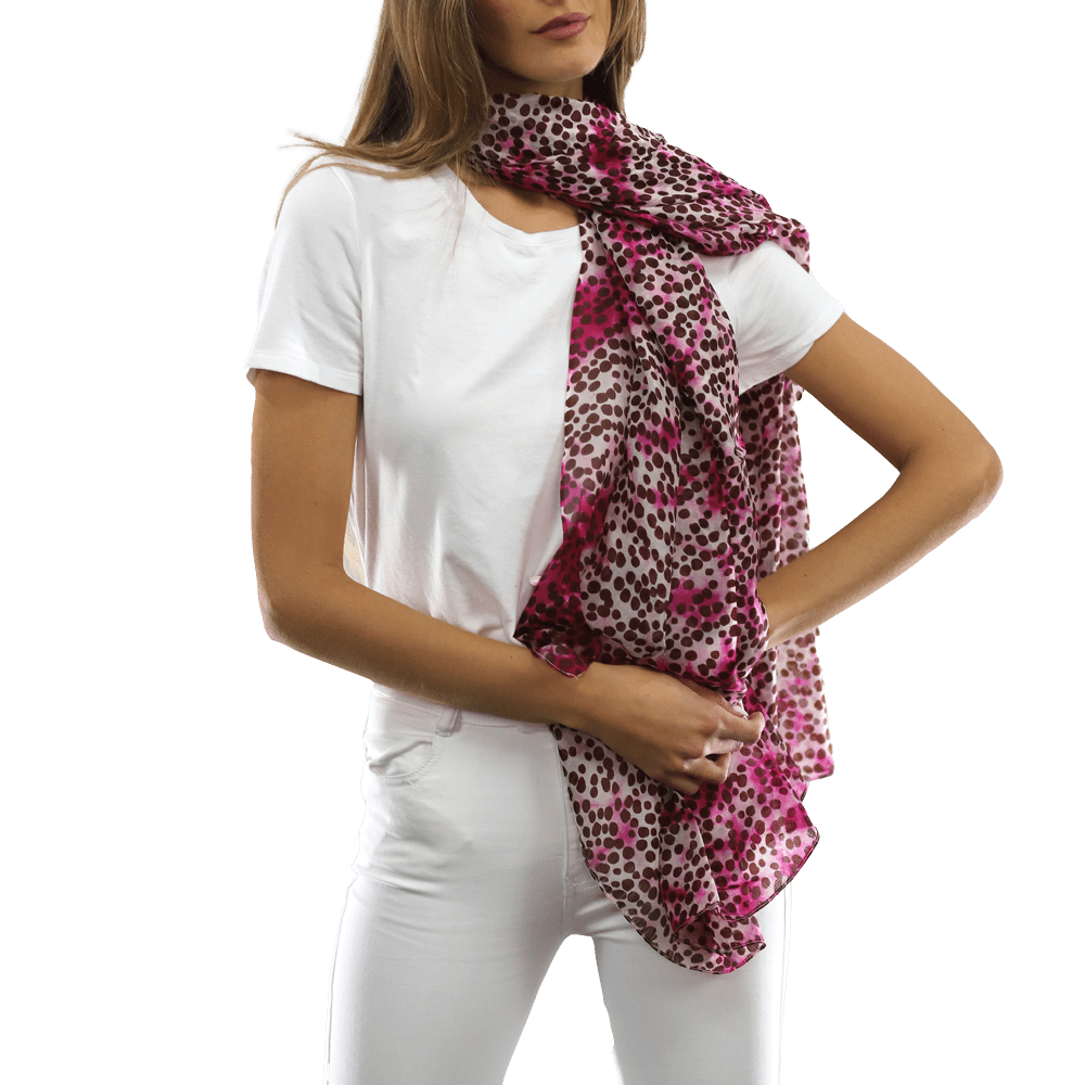 Pink Dot & Watercolor Silk Scarf - Silk Scarf - La Fiorentina EF-2590_pink