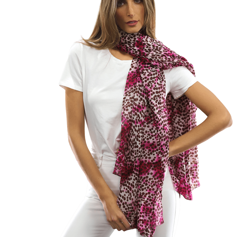 Pink Dot & Watercolor Silk Scarf - Silk Scarf - La Fiorentina EF-2590_pink