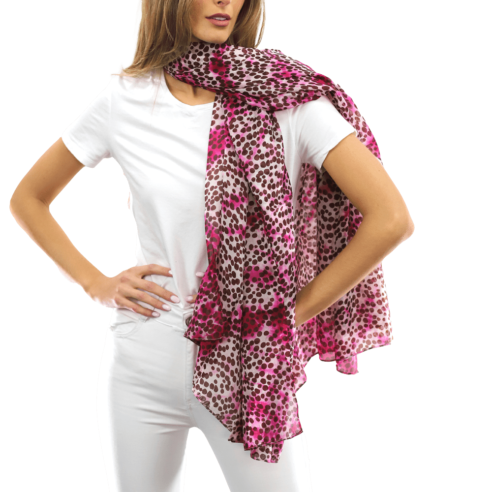 Pink Dot & Watercolor Silk Scarf - Silk Scarf - La Fiorentina EF-2590_pink