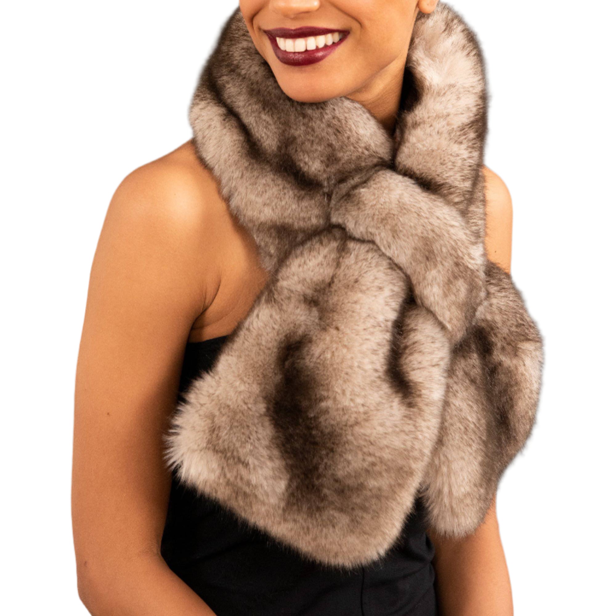 Plush Pull Through Faux Fur Scarf-Grey -  - La Fiorentina NF2007S22
