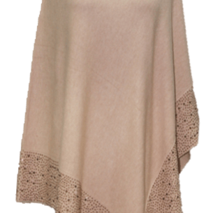 Poncho with Embellished Border - Poncho - La Fiorentina,Beige BE05-2