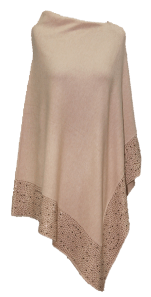 Poncho with Embellished Border - Poncho - La Fiorentina,Beige BE05-2
