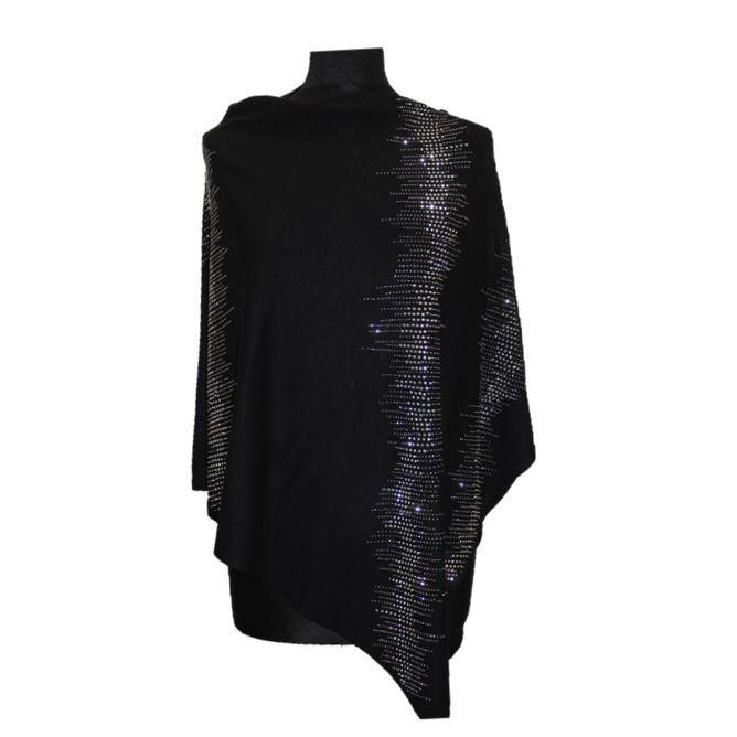 Poncho with Embellished Detail - Black -  - La Fiorentina YW3237