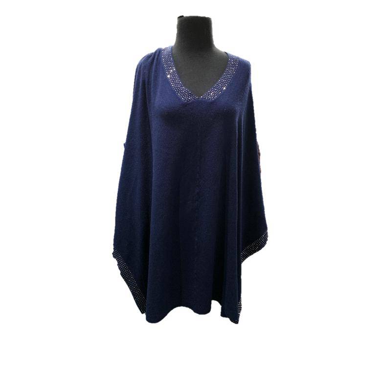 Poncho with Embellished Neckline - Poncho - La Fiorentina BE1926