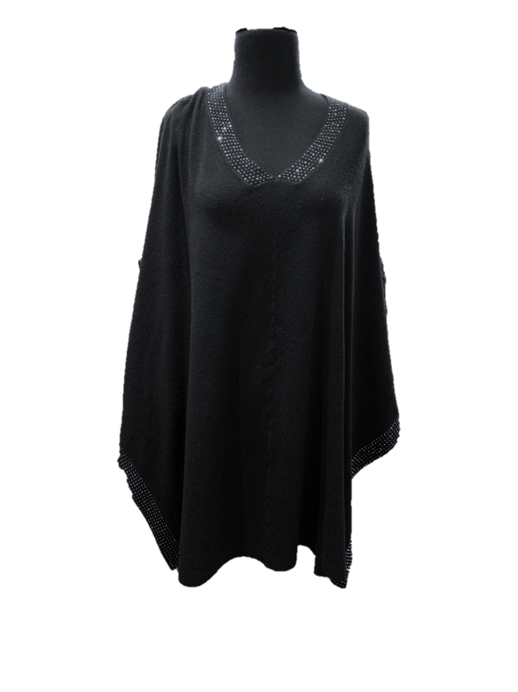 Poncho with Embellished Neckline - Poncho - La Fiorentina BE1926